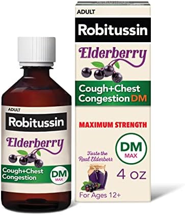 Robitussin Strength Strength ALGERBERRYBERRYRBERLA + COMPORTION DM DM MEDERIAL DO DM PARA adultos, tosse e relevo de congestionamento