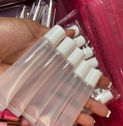 50pcs 15ml Tubos de aperto de brilho labial, recipientes de brilho labial vazios e suaves tubos de aperto transparente para negócios de gloss diy