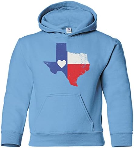Threadrock Kids Texas State Flag com moletom de capuz para jovens do coração