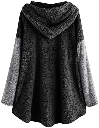 Moletons da túnica FARRARN para mulheres em forma solta, outono feminino e inverno casual cor de cor sólida com capuz quente com capuz de tamanho grande