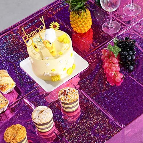 4 Pacote toalhetas de mesa de plástico Iridescência Plástico Disponível de laser descartável Capas de mesa de mesa holográfica de folha holográfica Iridescent Decoração de festas de aniversário Casamento de noiva 54 x 108