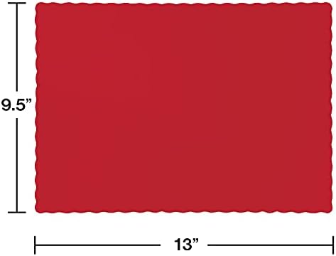 Placemats de bordas recortadas de papel de conversão criativa, 9,45 x 13,25, clássico vermelho