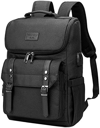 Yalundisi Vintage Backpack Travel Laptop Backpack com porto de carregamento USB para mochila Mulher & Men College se encaixa em laptop