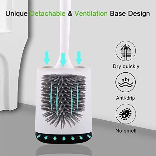 Mesrosa 3 Pacote Brecola e suporte do vaso sanitário, escova de vaso sanitário com base destacável, escova de limpeza para banheiro