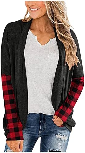 Cardigan suéter de malha feminino bloco de manga longa de manga longa caia de casaco fino macio de casaco suave