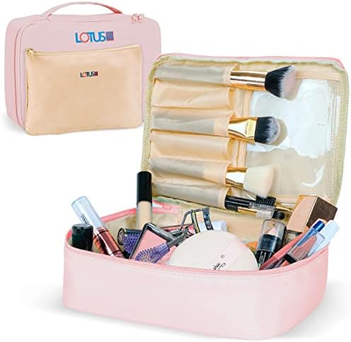Lotus78 Bolsa de maquiagem. Bolsa de higieness elegante para mulheres. Make Up Bag com organizador de escova. Bolsa de maquiagem