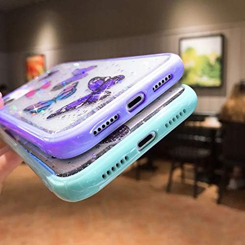 Wzjgzdly Butterfly Bling Clear Case Compatível com o iPhone 14 Pro, capa glitter para mulheres fofas capa de telefone de proteção resistente ao deslizamento suave para iPhone 14 Pro 6,1 polegadas 2022 - roxo
