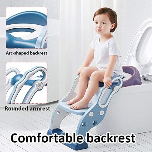 Rails Blue Safety Banheiro Seat Adaptador de assento de vaso sanitário ajustável com fezes de degrau, até 60 kg, tampa do banheiro para crianças pequenas
