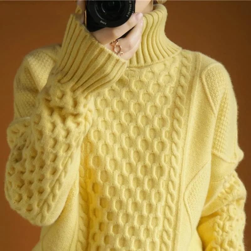 Sweater grossa de gola alta camisa de malha sólida camisa de fundo feminino pullover de pulliover outono inverno de outono