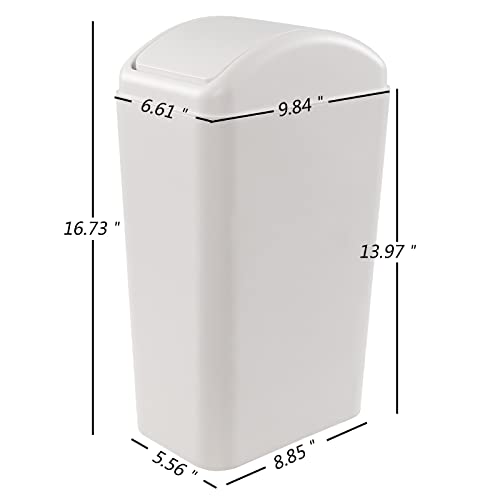 Lixo QQBINE 3,5 galões de lata de lixo com tampa de balanço, lata de lixo esbelta com tampa superior de balanço