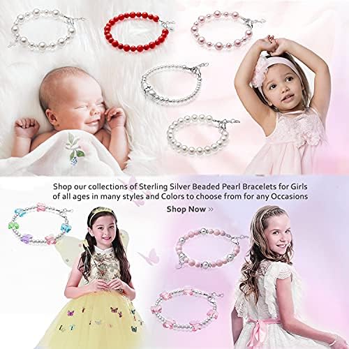 Baby Crystals Baptism Pearl Bracelet for Girls, Sterling Silver Crystal Cross Charm, Baptism Gifts for Girl com pérolas