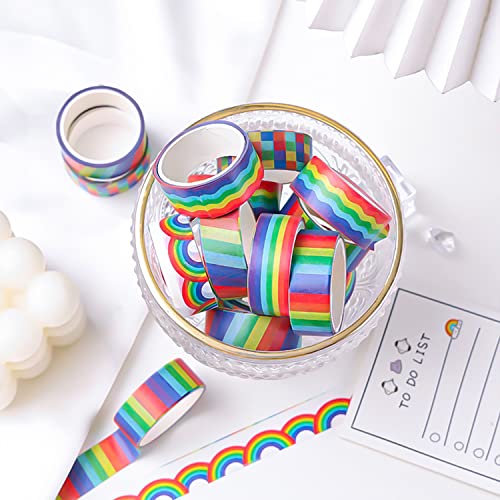Exasinina 30 rolos decorativos arco -íris washi fitas de mascaramento para scrapbooking, 0,6 polegadas x 3 jardas