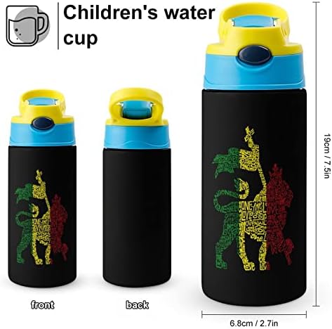 Rasta Lion - One Love Aço inoxidável garrafa de água isolada com tampa de palha à prova de vazamentos e manipular copo