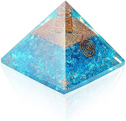 Elemento espiritual Reiki carregou Chakra Healing Turquoise Orgone Pyramid com Clear Crystal Gemstone Copper Metal