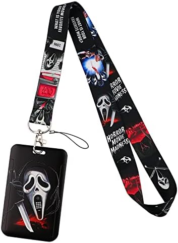 Halloween Scream Kicchain Scream, Anime ID Badges Molyard, cordão chave para o suporte do cartão de identificação, capa do telefone