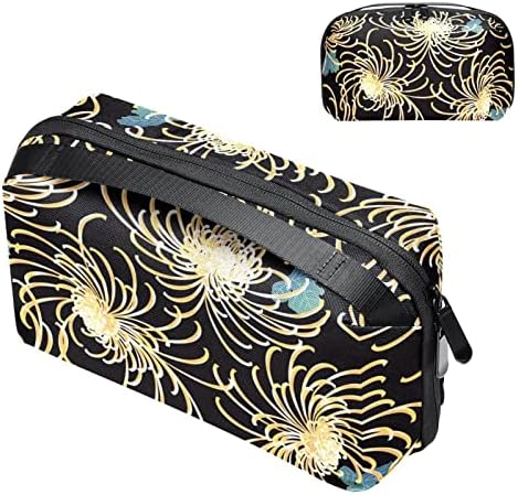 Organizador de eletrônicos, bolsa de higiene pessoal, organizador de carregador, organizador de cabo de viagem, Flor Flor Folhas Padrão de Aquarela