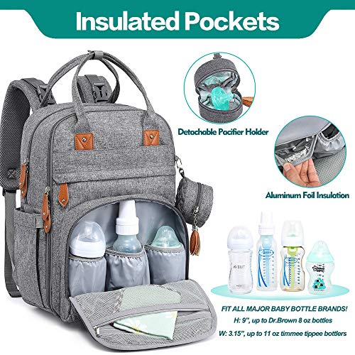 Mochila Bagbleroo Backpack, Bolsas de Nappy Baby Mudança de Bolsas Multifuncionais Viagens à prova d'água com alterações na almofada