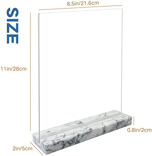 VruPin 2 pacote 8,5x11 Porta de placa acrílica, estrutura de mármore natural de quadro acrílico, porta -retratos de plástico de plástico de plástico, molduras fotográficas de documentos de document