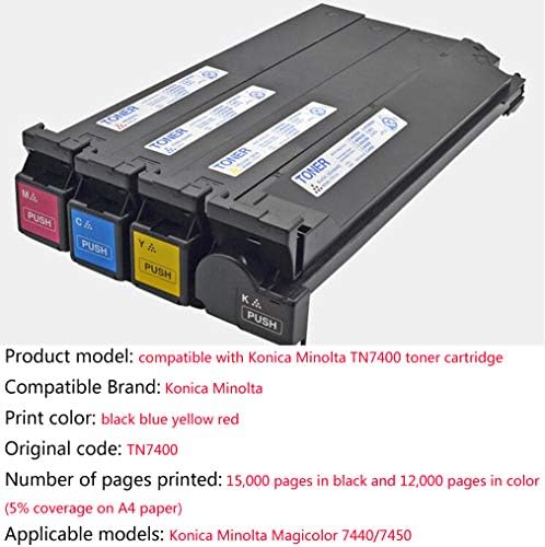 O cartucho de toner TN7400 é compatível com Konica Minolta Magicolor 7440 7450 Copiadora, 4 cores, 4 cores