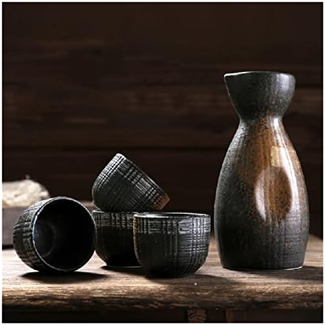 Slatiom saquê conjunto de vinhos cerâmicos Isolamento em casa Cerâmica de vidro de vinho Um pote de quatro copos Sake Wine Wine Pot
