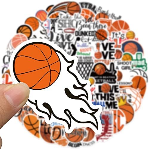 Adesivos de basquete 50pcs - presentes perfeitos para fãs de basquete para meninos e meninas, use -os em garrafas de água, em qualquer lugar que você precise de decoração de basquete, adesivos de laptop, decalque de parede de basquete
