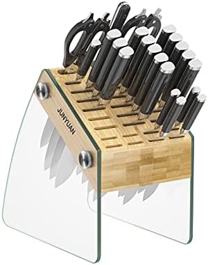 23 Slot Clear Knife Block sem facas, o organizador do suporte da faca de cozinha Stand Durável na faca de bambu com