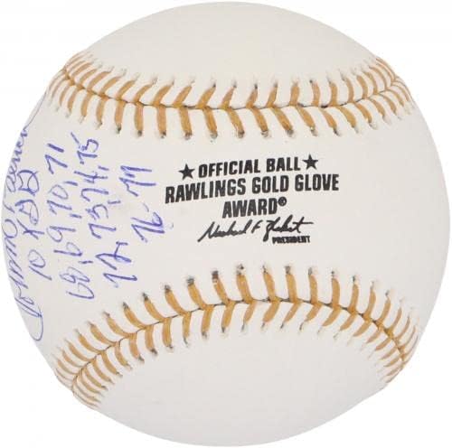Johnny Bench Cincinnati Reds autografado Gold Glove Baseball com várias inscrições - Edição limitada de 10 - Bolalls autografados