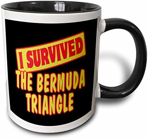 3drose Eu sobrevivi ao Triângulo Bermuda Survial Pride and Humor Design Two Tone Tone, 11 oz, Black/White