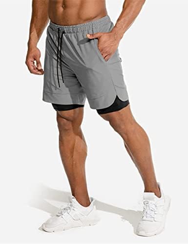 Coofandy Men's 2 pacote de bermuda 2 em 1 shorts de exercícios Treinamento de ginástica seca rápida Jogador atlético com bolsos de telefone
