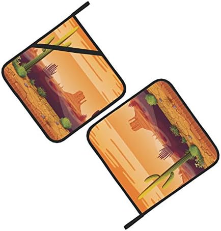 Conjuntos de cozinha resistente ao calor da paisagem sem costura horizontal 2 PCs Potholder 8 × 8 polegadas para cozinhar e assar