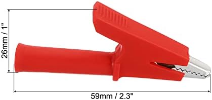Conjunto de clipes de jacarés com isolamento de patikil, 2 definir grampo de clipe de crocodilo de cobre com tomada de banana de 4 mm para medição de teste de circuito elétrico multímetro, vermelho preto