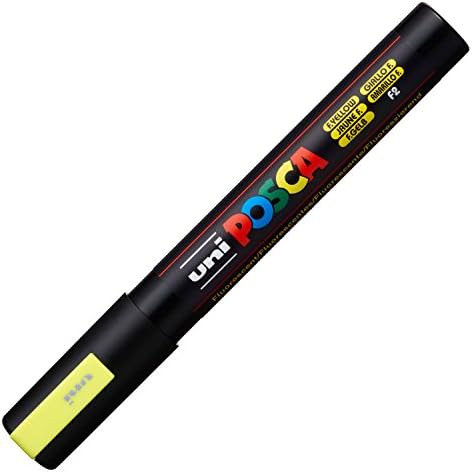 Marcador de tinta acrílica posca, médio, amarelo fluorescente