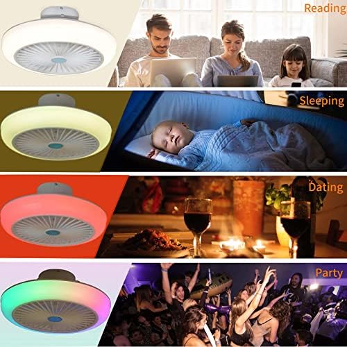 Crody teto ventiladores com lâmpadas, LED RGB sem lâmina de teto com alto