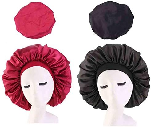 Manhong Hat Chemoterapia feminina 2pcs Cap de cabelos sólidos Cabelo largo Cabelo cetim Bandina Banda de beisebol Chapéus de verão para mulheres