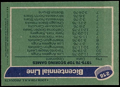 1976 Topps 218 Linha de pontuação superior Lowell MacDonald/Syl Apps/Jean Pronovost Pittsburgh Penguins NM/MT Penguins