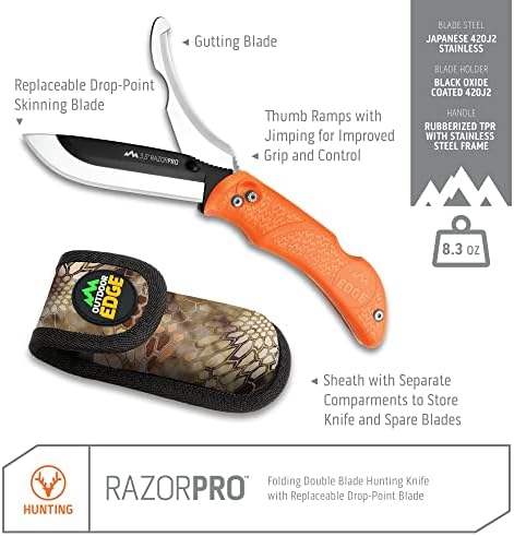 Faca de caça dobrável de lâmina dupla de borda ao ar livre - Blaze faca de molho de campo laranja apresenta uma lâmina
