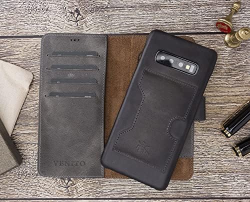 Venito Florence Leather Cartlet Caixa de telefone compatível com Samsung Galaxy S10 Plus - Extra Seguro com bloqueio de RFID