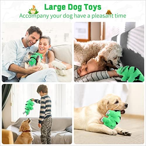 Brinquedos de cães de jeefome, brinquedos para cães para cães grandes, brinquedos de cachorro de pelúcia duráveis, brinquedos de cachorro estridentes, brinquedos de cachorro de pelúcia para brinquedos de cachorro grandes, triceratops para mastigar brinquedos para pequenos cães médios e grand