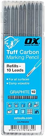 Ox Tools Tuff Carbon Marking Lápis Substituição Cíder de 10 pacote | Chumbo de grafite básico