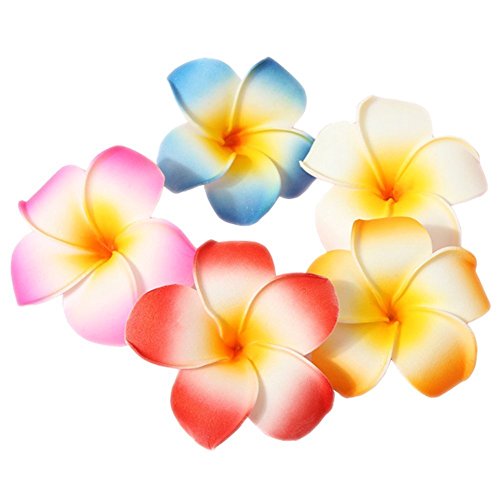 Hustar 10 PCs 5cm Artificial Havaiano Plumeria Flower Clipes de cabelo Acessórios de cabelo para vestido de fantasia de praia
