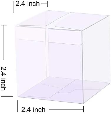Yozatia 25pcs Caixas transparentes 2,4 x 2,4 x 2,4 polegadas, caixa de doces, caixas de presente de favor claras para