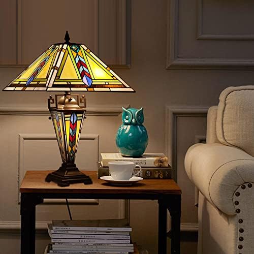 Thatsyears tiffany taban lamp foguecracker estilo antigo vitral de vitral 16x16x24 polegadas Decoração da lâmpada de mesa para quarto