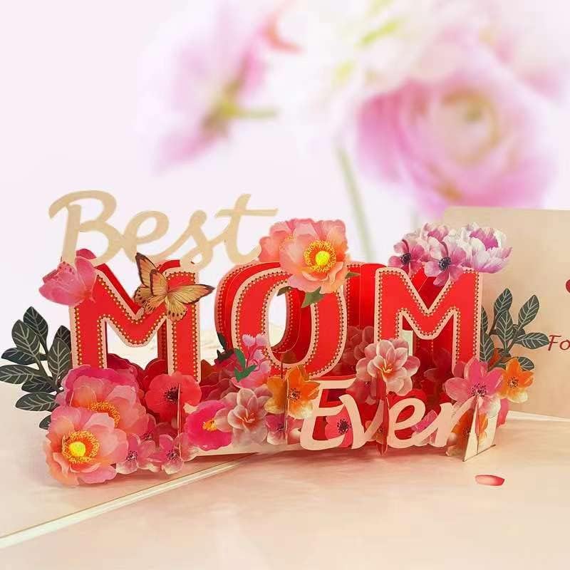 Cartão pop -up do Dia das Mães de Lanttaotte, Cartão do Dia das Mães 3D para Mom Vovó, Presente de Melhor Mã