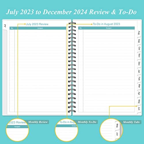 2023-2024 Planejador mensal - julho de 2023 - dezembro de 2024, duas páginas por mês, 18 calendário/planejador mensal com guias, fortes