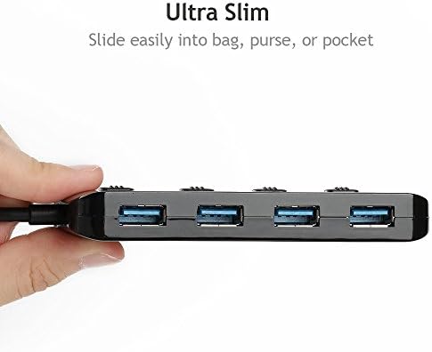 Expander de porta USB múltiplo, Lyfnlove Ultra Slim USB Hub 3.0, 4 portas Splitter USB Splitter Hub de dados USB de alta velocidade com interruptores de energia liga/desliga para laptop, computador, PC, driver de polegar e muito mais