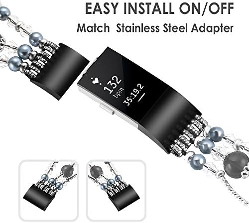 Simpeak 5.8-7.2 Banda Compatível com Fitbit Charge 2 Somente pulseiras de joias com uma banda de pérolas elásticas
