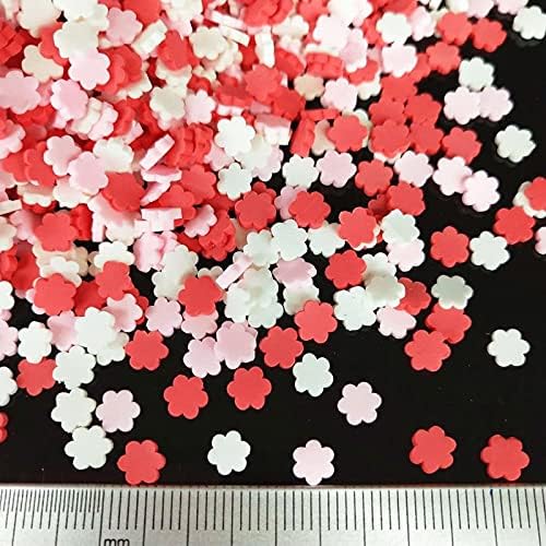 Shukele niantu109 20g/lote vermelho branco rosa blum flores de polímero argila colorida para artesanato diy minúsculo fofo 5 mm de plástico klei lama partículas do presente