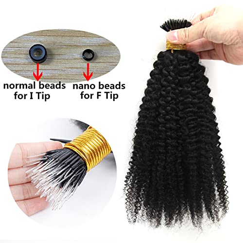 Cabelos zigzag Afro Kinky Curly F Dicas Microlink Extensões de cabelo humano 1g/fita 100g Plástico Fearther F Dicas Facos 4b 4c Nano