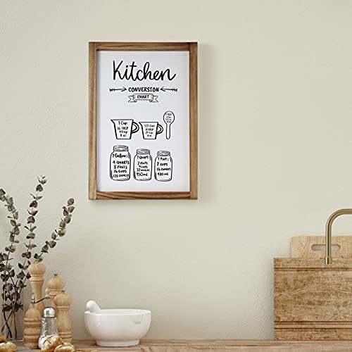 Art -giftree Farmhouse Kitchen Wall Decor, gráfico de conversão da cozinha, sinal de decoração de cozinha rústica com provérbios intercambiáveis ​​decorações de parede emolduradas de madeira - 11x16 polegadas