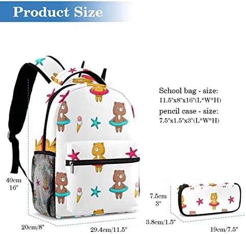Mochila de laptop VBFOFBV, mochila elegante de mochila de mochila casual bolsa de ombro para homens, cartoon animal urso sorvete adorável